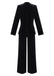2PCS Schwarz 1960er Samt Pailletten Blazer & Hose Set