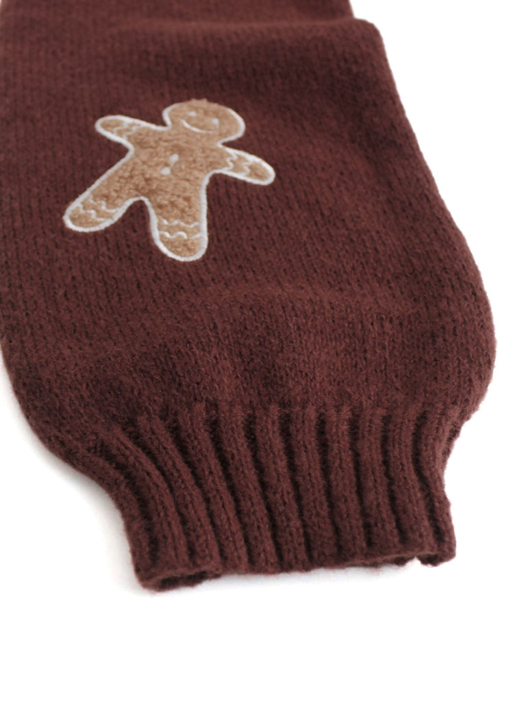 Braun 1960er Weihnachten Lebkuchenmann Kurz Cardigan