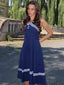Marineblau 1950er Neckholder Rockabily Swing Kleid