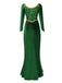 Grün 1930er Shrek im Mittelalterlichen Stil Stickerei Kleid