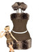 2PCS Braun 1980er Reh Kunstpelz-Verziert Crop Top & Rock
