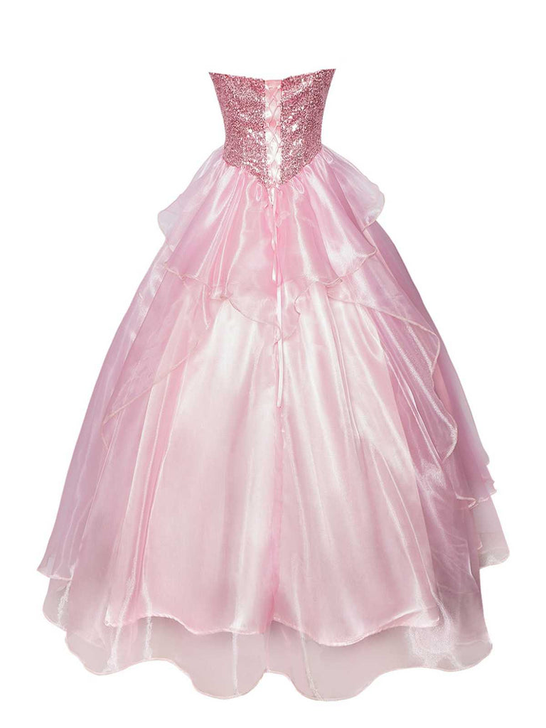 Rosa 1970er Böse Pailletten Prinzessinnen Lagen Tüllkleid
