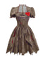 Braun 1960er Halloween Herz Patch Evil Doll Zerfetztes Kleid
