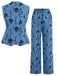 2PCS 1940er Blumen V-Ausschnitt Vest & Hosen