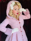 Rosa 1950er Faux-Wolle Hooded Taste Mantel