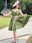 1950ER GRÜNES SCHULTERFREIES VINTAGE Schmetterling KLEID