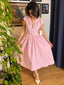 Rosa 40er Swingkleid mit Karomuster und Reverskragen