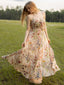Bunt 1930er Blumen V-Ausschnitt Boho Slip Kleid