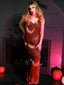 Kaffee 1970er Transparent Celestial Bestickt Pailletten Maxi Cover-Up Kleid