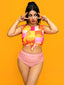 Orange 1960er Geometrisch Druck Hohe Taille Tankini Set