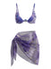 Lila 1980er Marmor-Print Triangel Bikini Set & Cover-Up