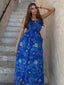 40er Kleid mit Sternennacht und eckigem Ausschnitt