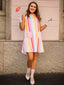 1960er Regenbogen Streifen Herz Tasche Kleid