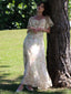 Gelb 1930er Schmetterling Flatterärmel Chiffon Kleid
