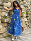 40er Kleid mit Sternennacht und eckigem Ausschnitt