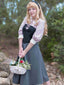 2PCS 1940er Schneewittchen Kostüm Farbblock Rosa Bluse & Grau Kleid