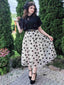 Schwarz 1950er 3D Blumen Rüschen Kleid