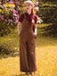 Rot 1930er Netz Patchwork Vertikal Streifen Jumpsuit