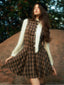 Braun 1960er Plaid Bogen Tie Taste Swing Kleid