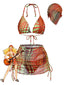 [Vorverkauf] Orange 1960er Psychedelisch Polka Dot Netz Bikini Set