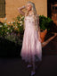 Rosa 1940er Blumen Spitze Spaghetti-Strap Maxi Kleid