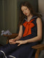 Rotes 50er Sailor ärmelloses Swingkleid mit Schleife