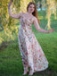 Bunt 1930er Blumen V-Ausschnitt Boho Slip Kleid