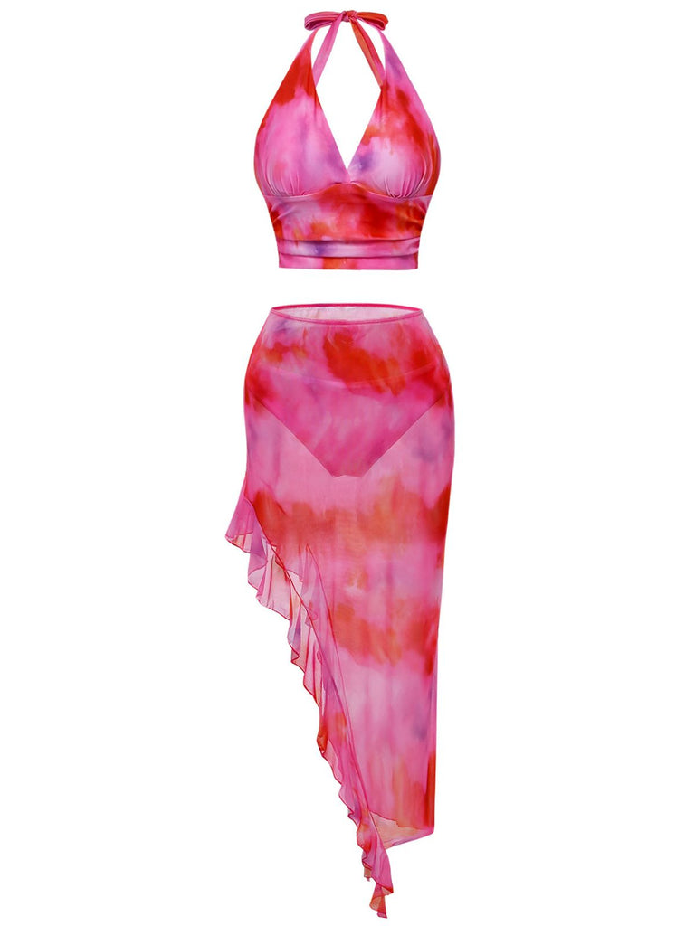 Pinkfarbenes Tankini-Set im Ombré-Stil der 1950er Jahre