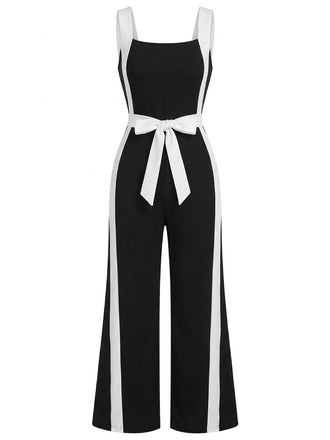 Schwarzer und weißer Jumpsuit im Color-Blocking-Stil der 1960er Jahre mit Neckholder, Teil 2