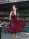 [Vorverkauf] Dunkelrot 1950er Tupfen Netz Swing Kleid