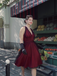 [Vorverkauf] Dunkelrot 1950er Tupfen Netz Swing Kleid