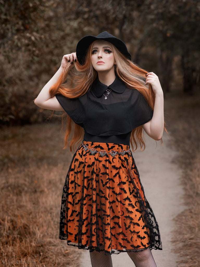 1950er Halloween Fledermaus Kostüm Riemen Patchwork Kleid & Umhang