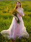 Rosa 1970er Slip Blumen Besticktes Netz Schlitz Kleid