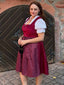 2PCS Weinrot 1950er Oktoberfest Dirndl Blumen Samt Kleid & Schürze