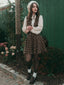Braun 1960er Plaid Bogen Tie Taste Swing Kleid