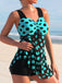 Türkisfarbener Tankini mit Blumenmuster im Stil der 1980er-Jahre – Vintage-Mode, Retro-Stil