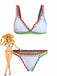Weiß 1950er Bunt Stricken Halter Bikini Set