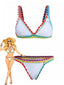 Weiß 1950er Bunt Stricken Halter Bikini Set