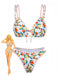 Weiß 1960er Zitrus Dreieck-Träger Bikini Set