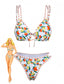 Weiß 1960er Zitrus Dreieck-Träger Bikini Set
