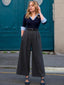 Blau & Grau 1940er Stricken Farbblock 3/4 Ärmel Shirt Jumpsuit