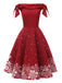 ROTES SCHULTERFREIES SCHNEEFLOCKENKLEID