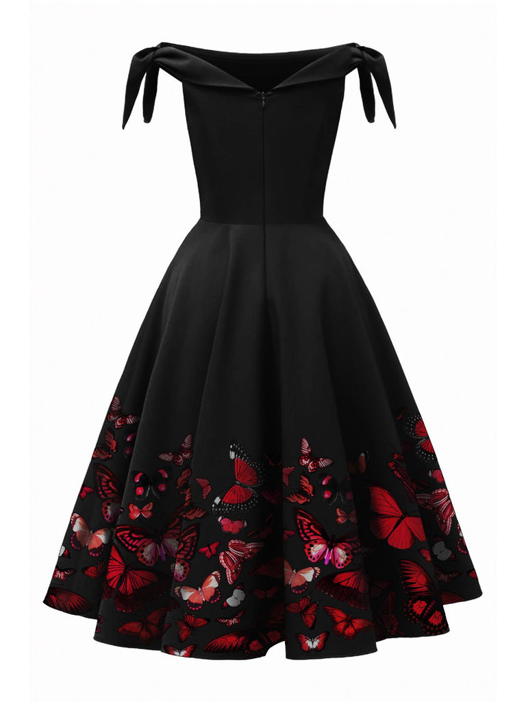 1950ER VINTAGE SCHULTERFREI SCHMETTERLING KLEID