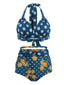 2PCS ORANGE NECKHOLDER BOW DOT BADEANZUG