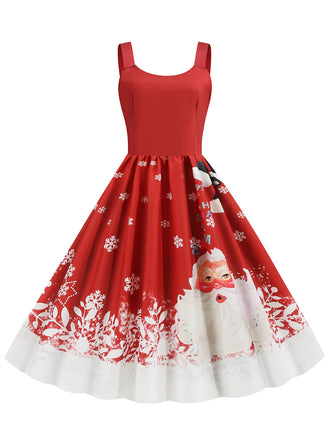 1950er Retro Weihnachtsmann Swing Kleid