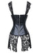 Schwarz Steampunk Leder Gothic Spitze Korsett