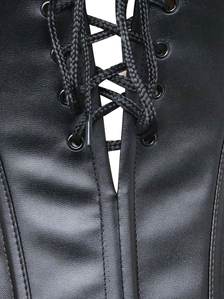 Schwarz Steampunk Leder Gothic Spitze Korsett