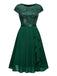 1940er Pailletten Chiffon Rüschenbesatz Swing Kleid