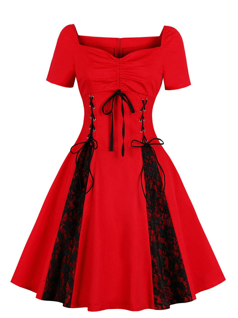 1950ER KURZARM SWING-SCHNÜRKLEID