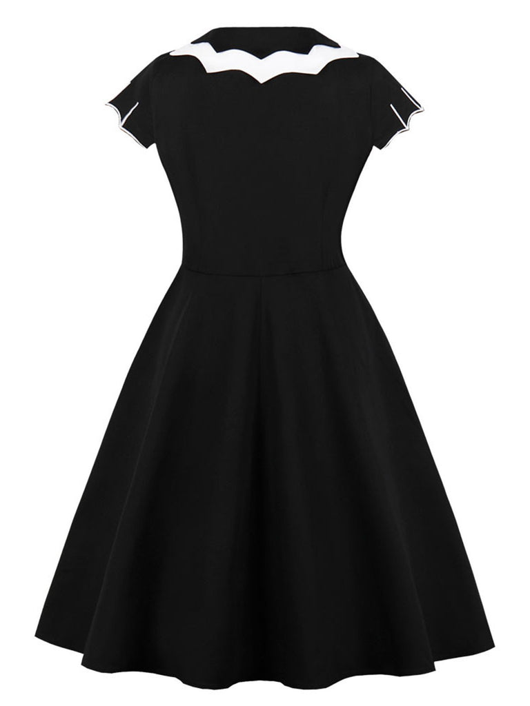 [Übergröße] Schwarz 1950er Halloween Fledermaus Swing Kleid